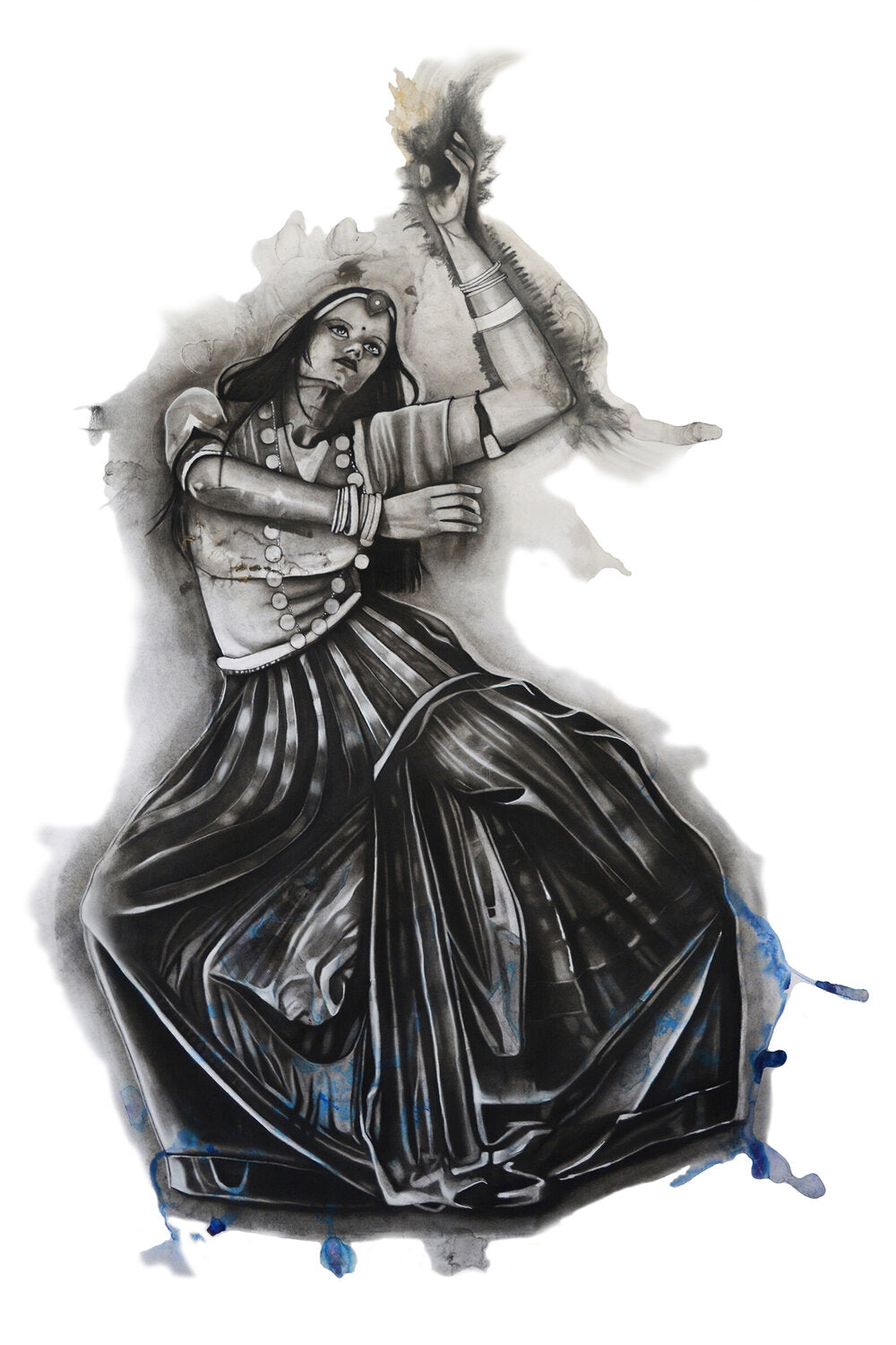 Charcoal drawing of odissi dancer 