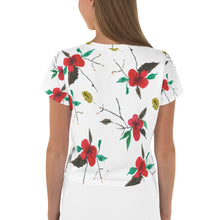 Charger l&#39;image dans la galerie, Red Hibiscus All-Over Print Crop Tee
