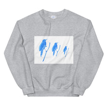 Lade das Bild in den Galerie-Viewer, White and grey watercolour blue bird sweatshirt 
